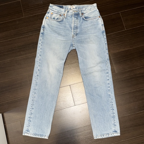 Re/Done Sky Blue Straight Jeans - Picture 3 of 7